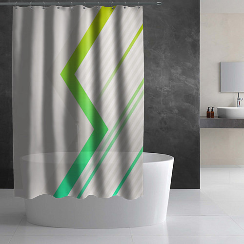 Шторка для ванной Color white line green / 3D-принт – фото 2