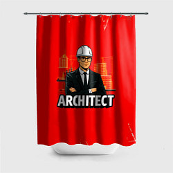 Шторка для душа Architect на красном, цвет: 3D-принт