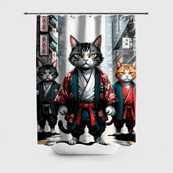 Шторка для душа Коты якудза, цвет: 3D-принт