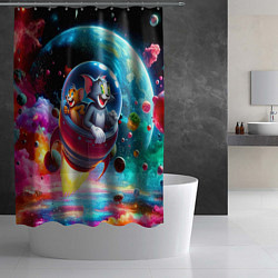 Шторка для душа Том и Джерри летят в ракете - нейроарт, цвет: 3D-принт — фото 2