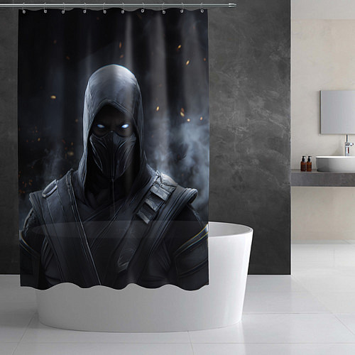 Шторка для ванной Нуб Сайбот синие глаза / 3D-принт – фото 2