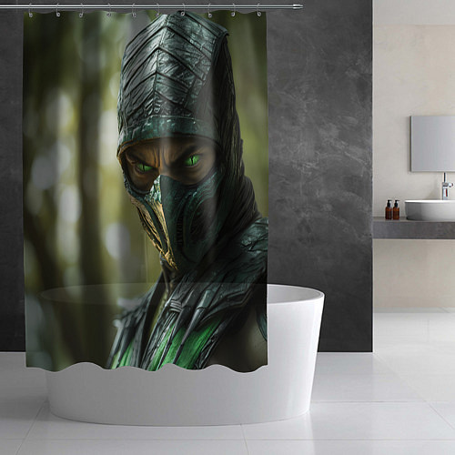 Шторка для ванной Мортал комбат Рептилия / 3D-принт – фото 2