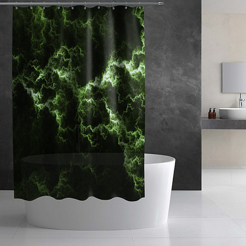 Шторка для ванной Lightning green glow / 3D-принт – фото 2