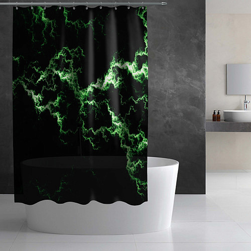 Шторка для ванной Lightning green glow / 3D-принт – фото 2