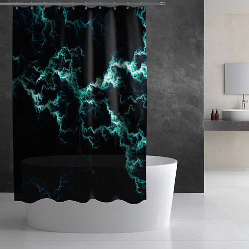 Шторка для ванной Lightning light blue glow / 3D-принт – фото 2