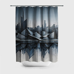 Шторка для душа Небоскребы и скалы, цвет: 3D-принт