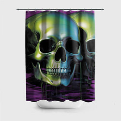 Шторка для ванной Черепа отливающие неоном