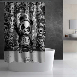 Шторка для душа Детёныш панды уличный хулиган на фоне граффити, цвет: 3D-принт — фото 2