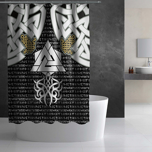Шторка для ванной Узор рун и символов / 3D-принт – фото 2
