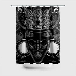 Шторка для душа Голова самурая в маске Они, цвет: 3D-принт