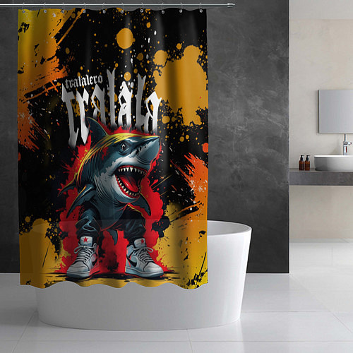 Шторка для ванной Тралалера Тралала брейнрот мем - Акула в кроссовка / 3D-принт – фото 2