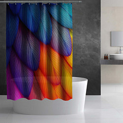 Шторка для душа Радужные перья попугая, цвет: 3D-принт — фото 2