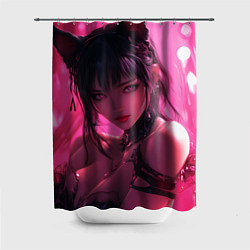 Шторка для душа Кокетливая девушка - кошка, цвет: 3D-принт