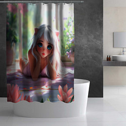 Шторка для душа Милая блондинка лежа, цвет: 3D-принт — фото 2