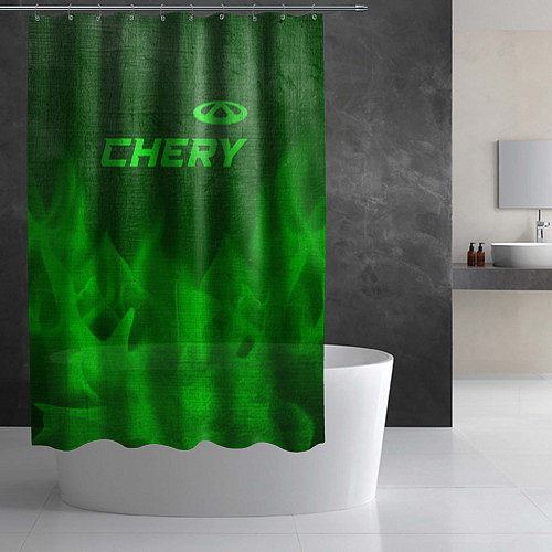 Шторка для ванной Chery - green gradient посередине / 3D-принт – фото 2