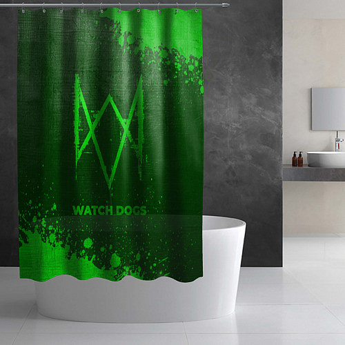 Шторка для ванной Watch Dogs - green gradient / 3D-принт – фото 2