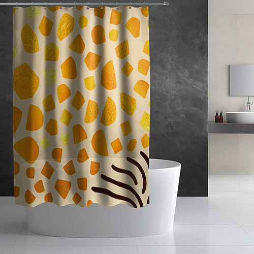 Шторка для ванной Золотистые пятна жирафа / 3D-принт – фото 2