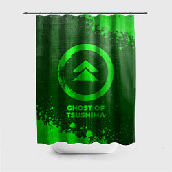 Шторка для душа Ghost of Tsushima - green gradient, цвет: 3D-принт