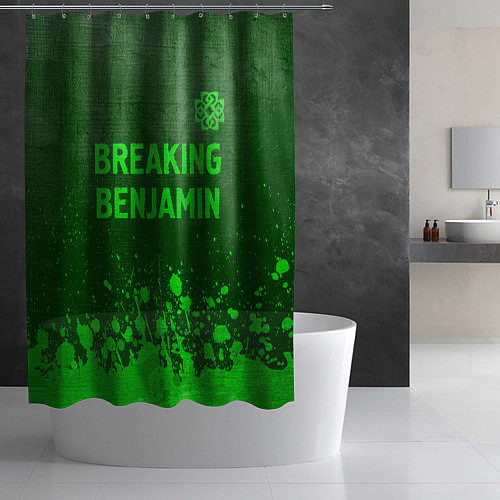 Шторка для ванной Breaking Benjamin - green gradient посередине / 3D-принт – фото 2