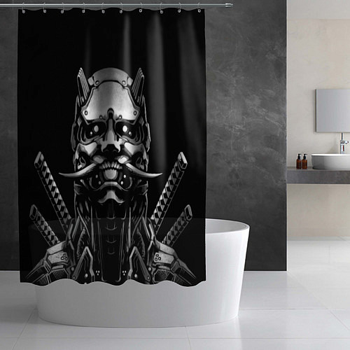 Шторка для ванной Киборг ниндзя в маске демона / 3D-принт – фото 2