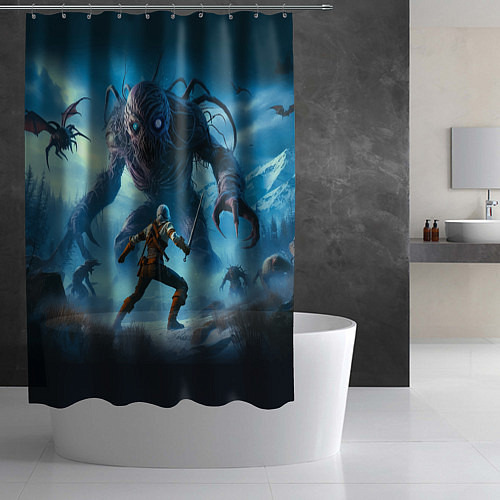 Шторка для ванной Ciri vs dark monster - Witcher 4 / 3D-принт – фото 2