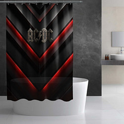 Шторка для душа ACDC лого из металла на черно-красной текстуре, цвет: 3D-принт — фото 2