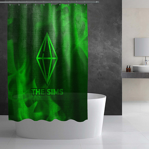 Шторка для ванной The Sims - green gradient / 3D-принт – фото 2