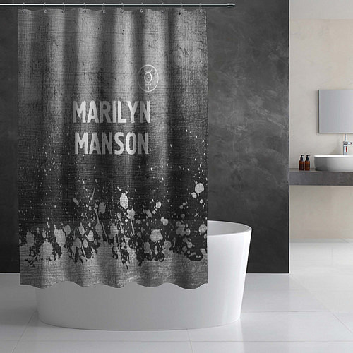 Шторка для ванной Marilyn Manson - grey gradient посередине / 3D-принт – фото 2