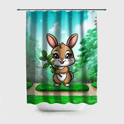 Шторка для душа Зайчик с мятой, цвет: 3D-принт