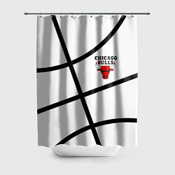 Шторка для душа Чикаго Буллз на белом фоне, цвет: 3D-принт