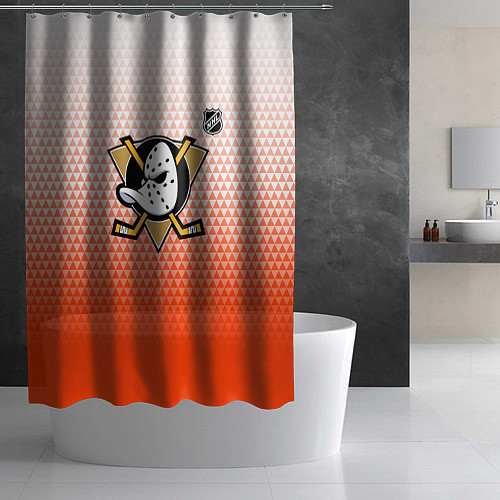 Шторка для ванной Анахайм Дакс - оранжевая геометрия / 3D-принт – фото 2
