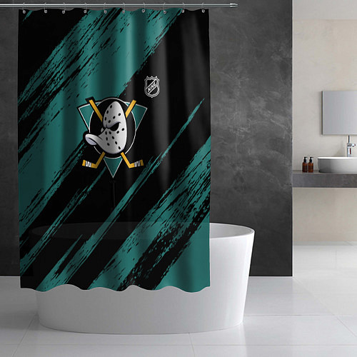 Шторка для ванной Анахайм Дакс - зеленая краска / 3D-принт – фото 2