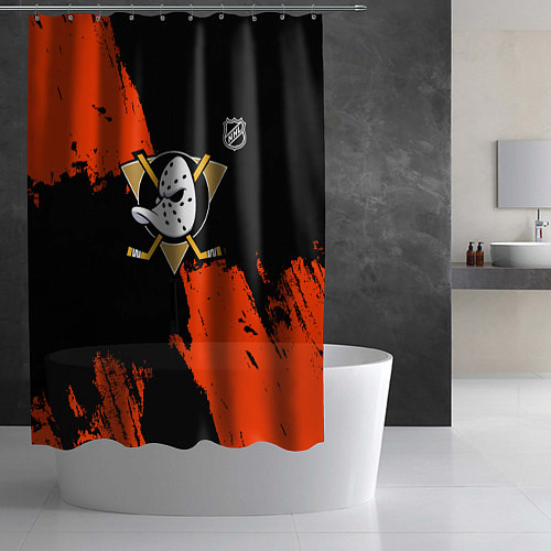 Шторка для ванной Анахайм Дакс - оранжевая краска / 3D-принт – фото 2
