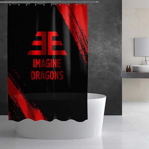 Шторка для ванной Imagine Dragons - red gradient / 3D-принт – фото 2