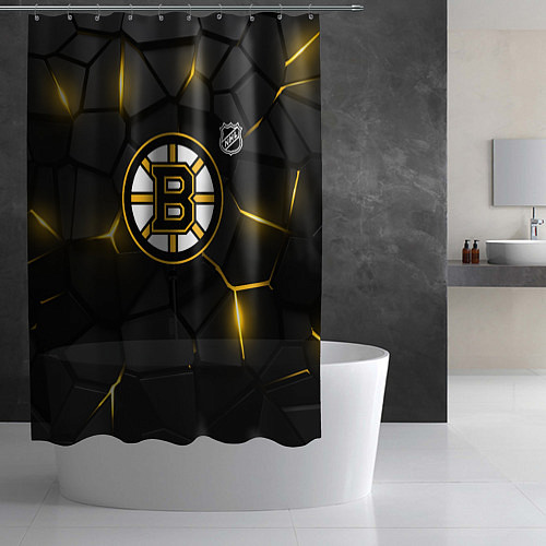 Шторка для ванной Бостон Брюинз - плиты с подсветкой / 3D-принт – фото 2