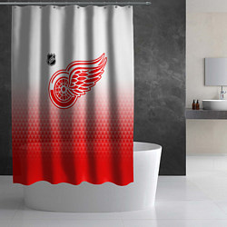Шторка для душа Детройт Ред Уингз - красно белый градиент, цвет: 3D-принт — фото 2
