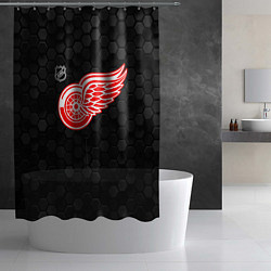 Шторка для душа Детройт Ред Уингз - черные соты, цвет: 3D-принт — фото 2