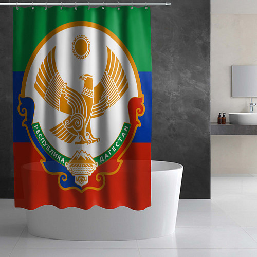 Шторка для ванной Цвета Дагестана с гербом / 3D-принт – фото 2