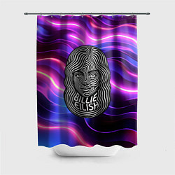 Шторка для душа Портрет Билли Айлиш из линий, цвет: 3D-принт