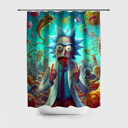 Шторка для душа Рик Санчес в окружении сказочных монстров - нейроа, цвет: 3D-принт
