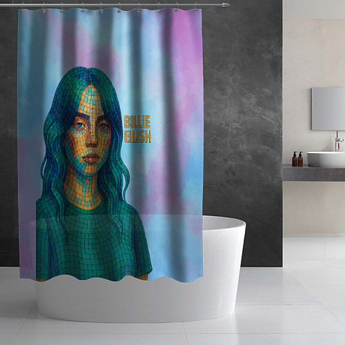Шторка для ванной Билли Айлиш из мозаики / 3D-принт – фото 2