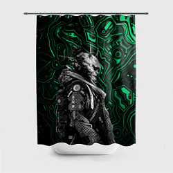 Шторка для душа Японский кибернетический Они, цвет: 3D-принт