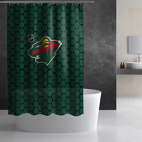 Шторка для ванной Миннесота Уайлд - зеленые соты / 3D-принт – фото 2