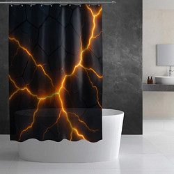 Шторка для душа Молнии и черные плиты, цвет: 3D-принт — фото 2