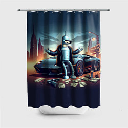 Шторка для ванной Бендер рядом с Ламбо и рассыпанным баблом