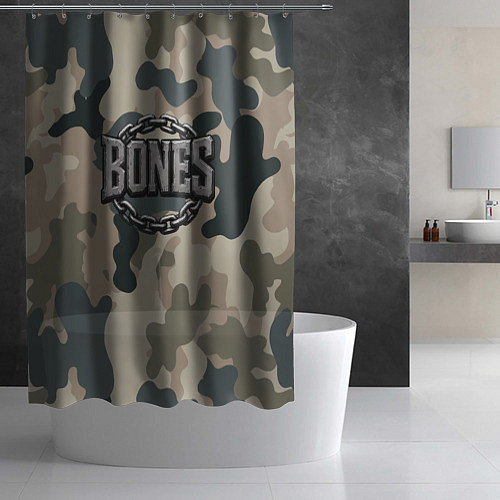 Шторка для ванной Bones логотип на камуфляже / 3D-принт – фото 2
