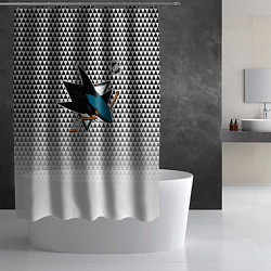 Шторка для душа Сан Хосе Шаркс - белый градиент, цвет: 3D-принт — фото 2