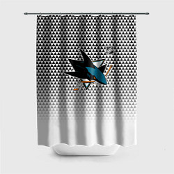 Шторка для душа Сан Хосе Шаркс - белый градиент, цвет: 3D-принт