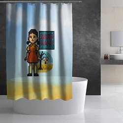 Шторка для душа Игра в кальмара пиксельный стиль, цвет: 3D-принт — фото 2