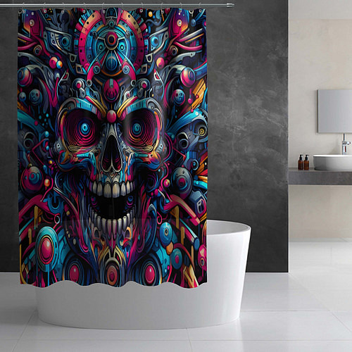 Шторка для ванной Colorful cyber skull - pattern / 3D-принт – фото 2